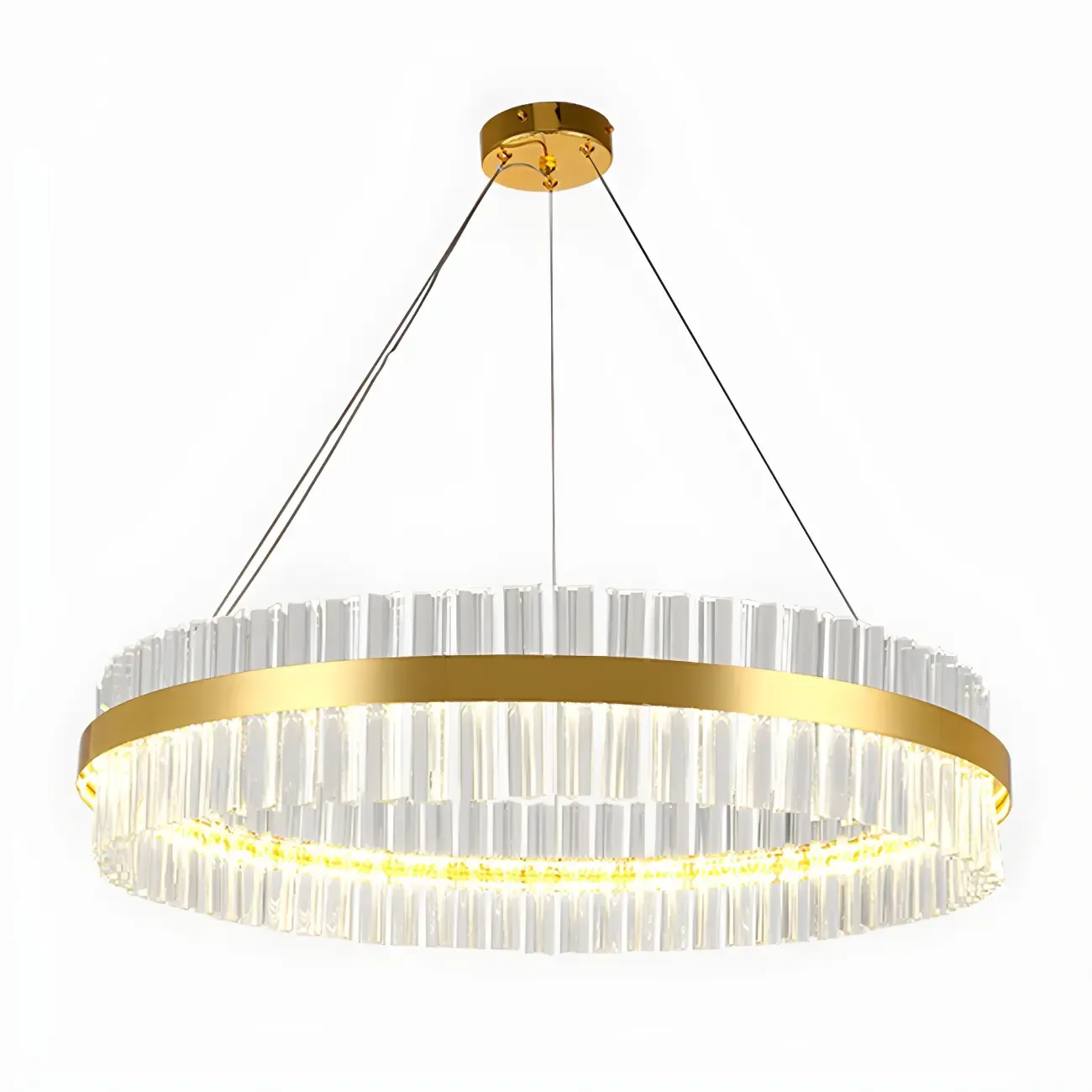 Modern Brass Round Crystal Island Chandelier