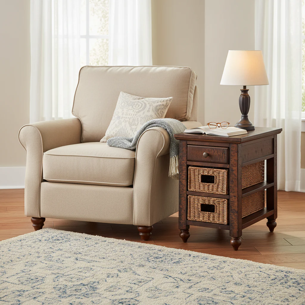 Country Coffee Storage Chairside Accent Table