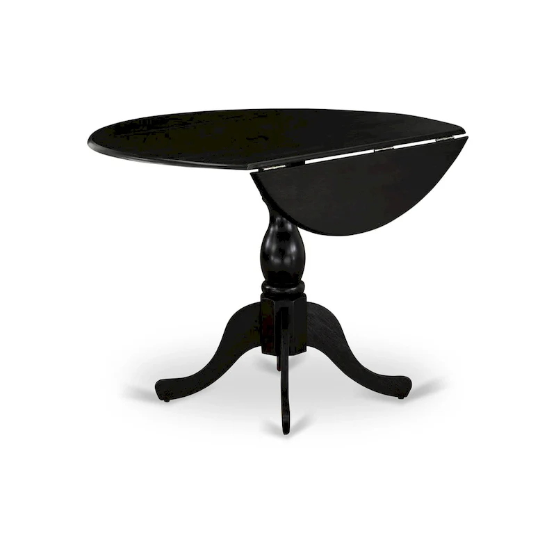 East West Furniture Dublin Modern Kitchen Table - a Round Dining Table Top with Dropleaf & Pedestal Base, (Finish Option)