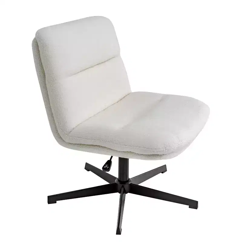 Merrick Lane Mid-Back Height-Adjustable Stationary Armless Swivel Office Chair - Padded Upholstered Wide Back and Seat, Strong Frame