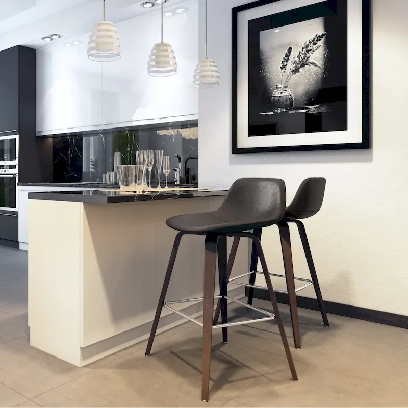 WYNDENHALL Cacey Mid Century Modern Bentwood Counter Height Stool (Set of 2) - 20.7 x 21.1 x 36.6