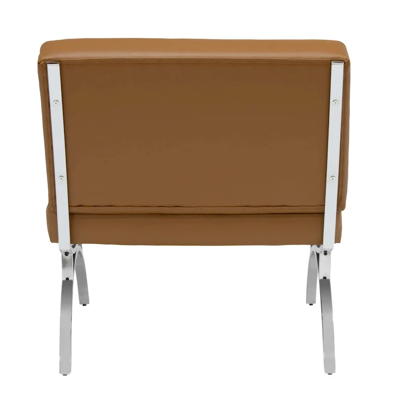 Newel Modern Blended Leather and Chrome Metal Frame Mid Century Accent Chair