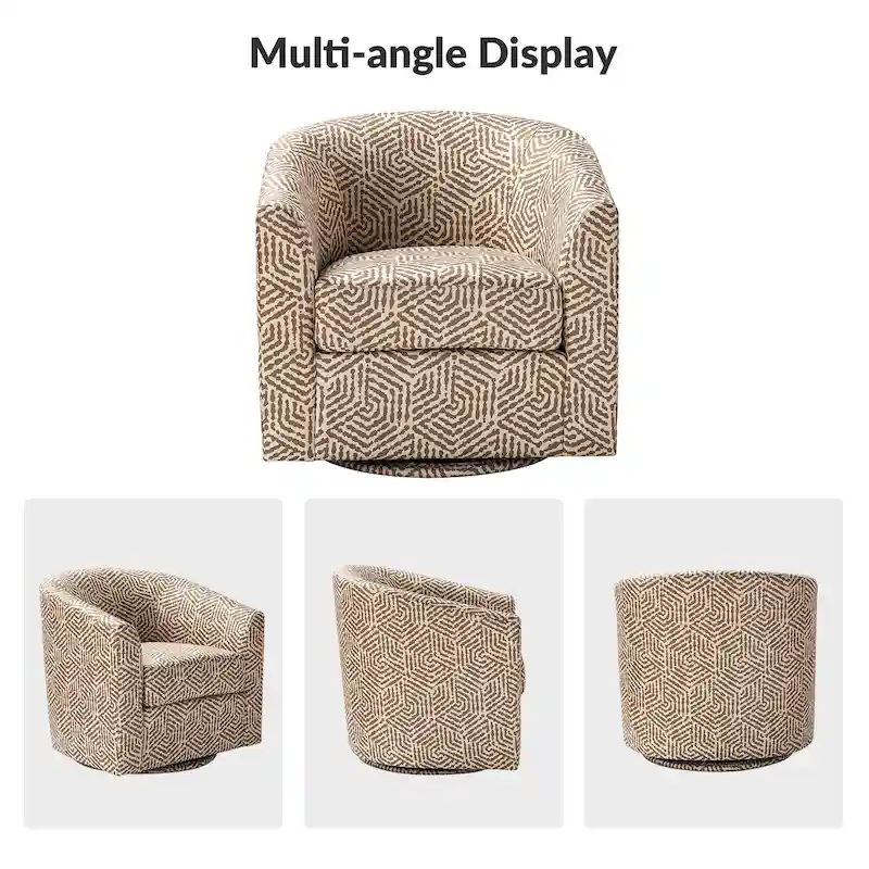 Cuenca Modern Upholstered Barrel Chair with Swivel Base