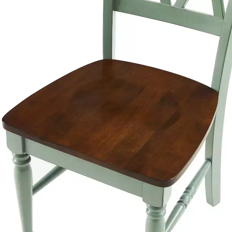 Crosley Shelby 2pc Dining Chair Set Distressed Teal: Rubberwood Frame, Armless Design, 250lb Capacity