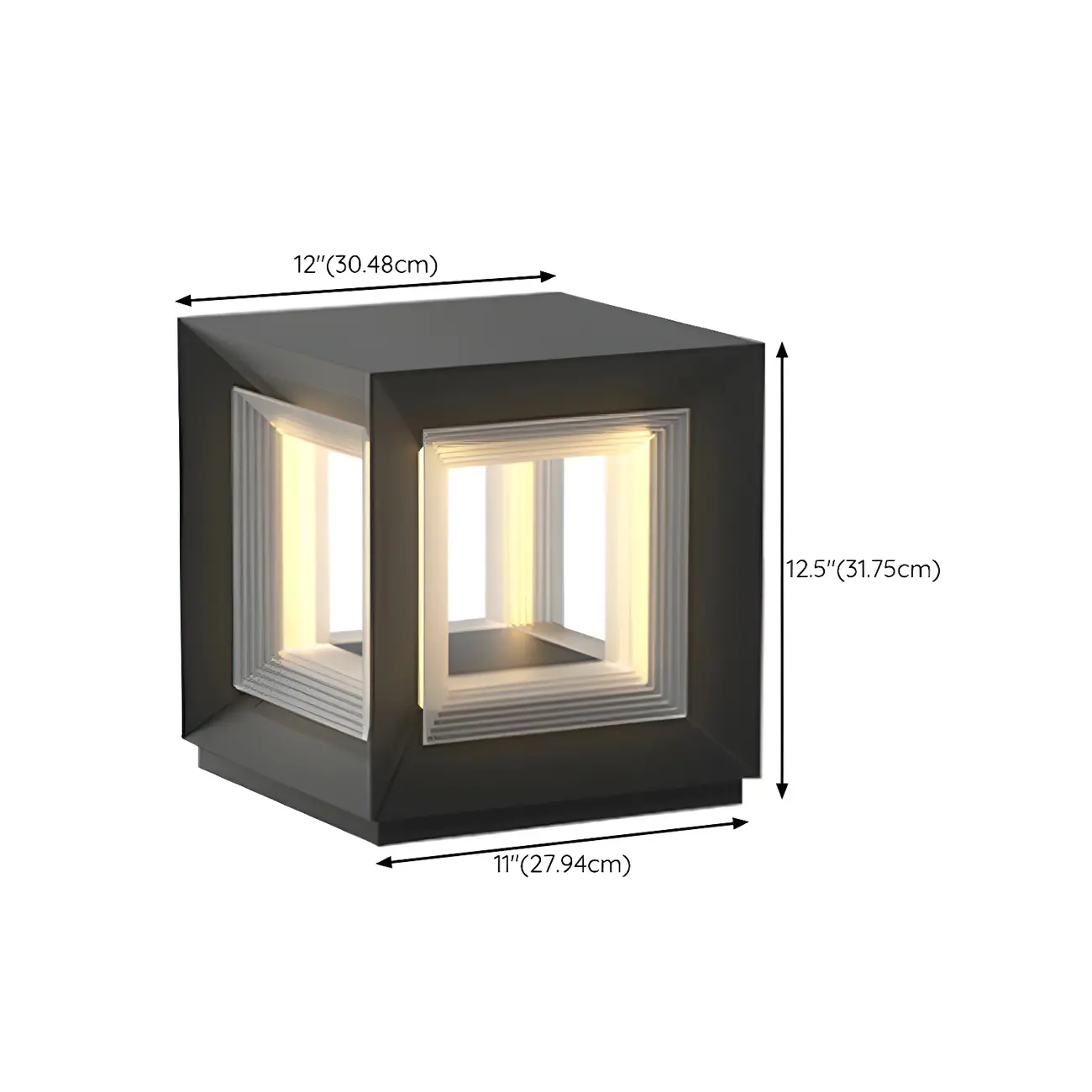 Modern Metal Black Geometric LED Post Cap Light