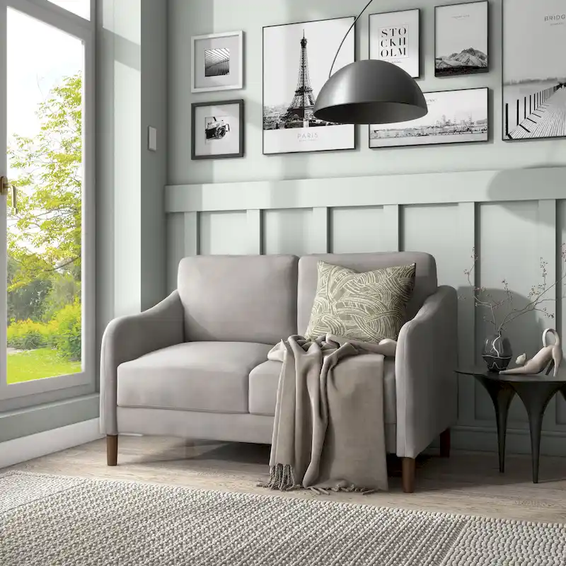 DH BASIC Modern 52-inch Velvet Upholstered Loveseat with Cushions