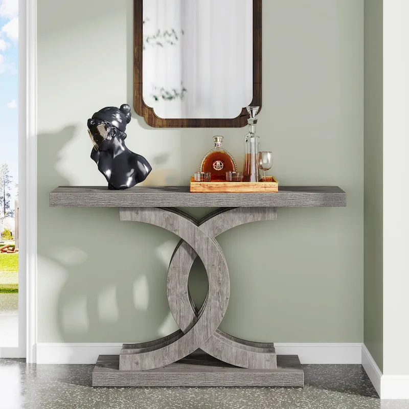 Console Table, Entryway Table with Geometric Legs, Sofa Table - 11.81D x 39.37W x 31.49H
