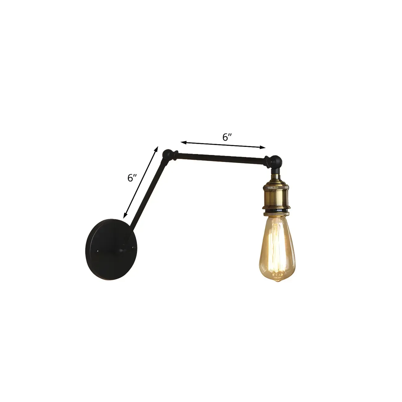 Industrial Open Bulb Swing Arm Wall Light