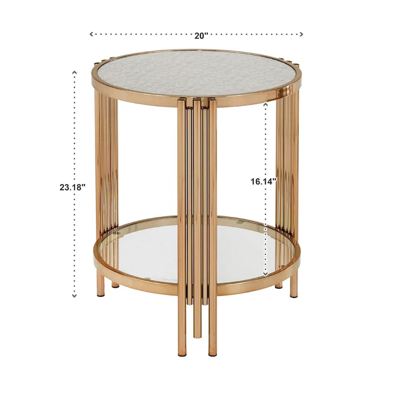 Bruges Champagne Gold Finish Textured Glass Table with Shelf by iNSPIRE Q Bold