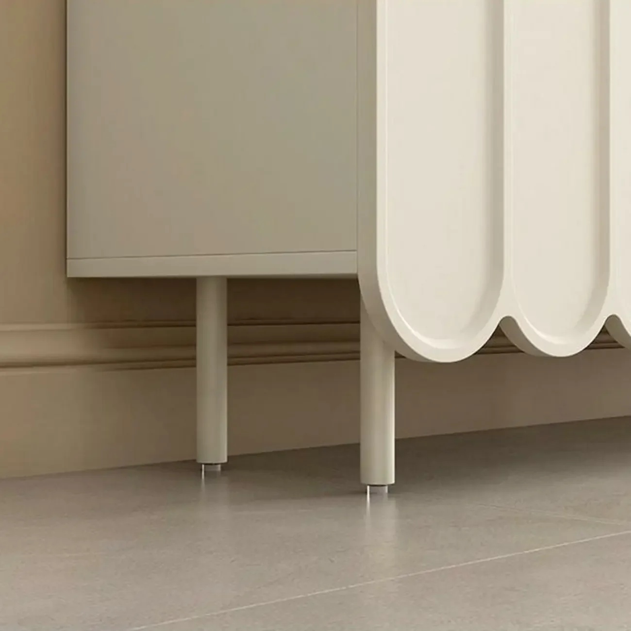 Entryway White Wooden Fluted Front Shoe Cabinet