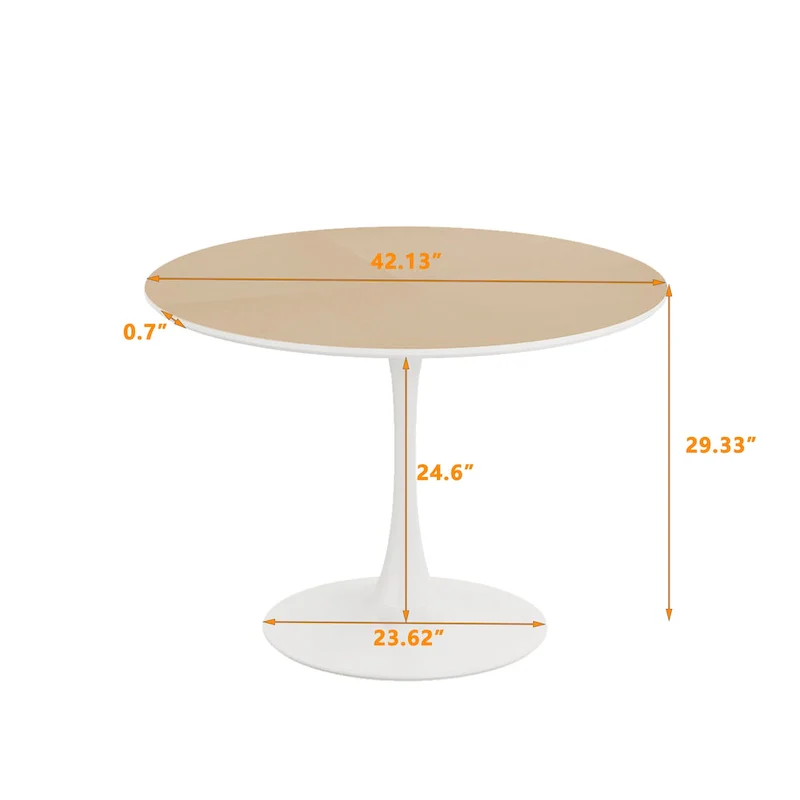 Round Dining Table with Metal Base – White Marble / Black Marble / Oak+Black / Black / White / Natural+White, Seats 2-4
