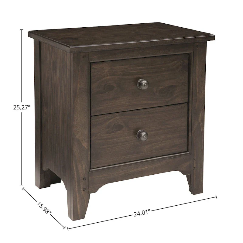 River Rock Brown 2-Drawer Wood Nightstand