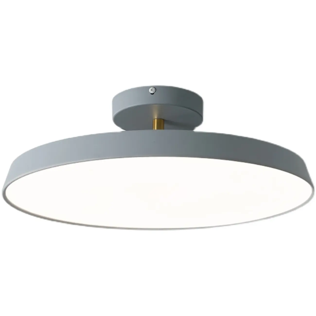 Modern Grey Round Dimmable Semi Flush LED Ceiling Light