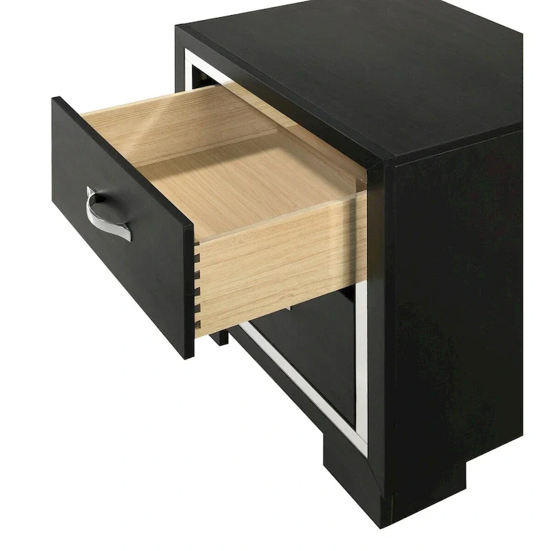 Black Velvet Upholstered Panel Bedroom Furniture