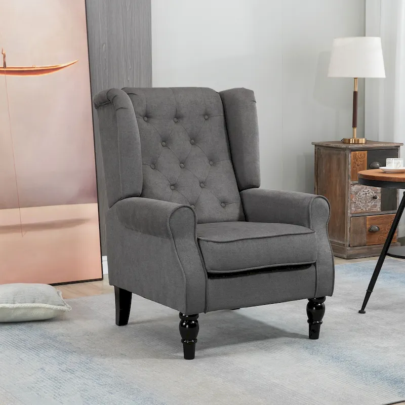 HOMCOM Copper Grove Guanta Tufted Wood Leg Accent Chair