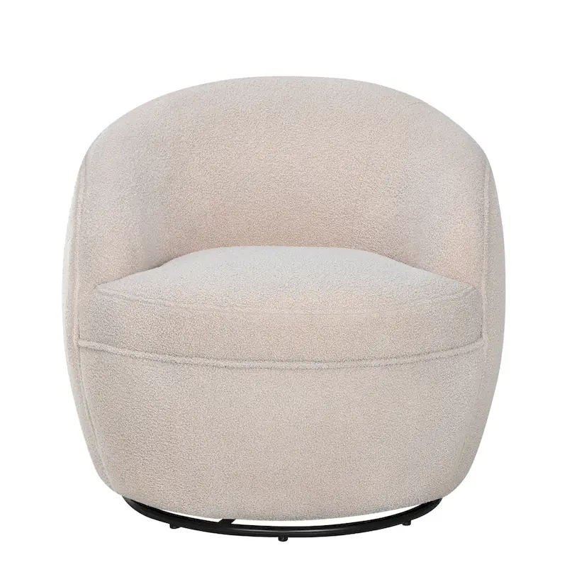 Roundhill Furniture Galleria 360 Swivel Teddy Sherpa Fabric Barrel Chair