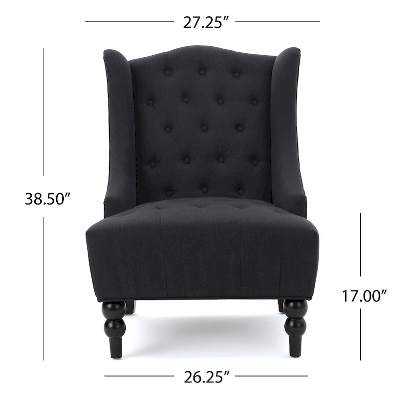 Charcoal 27.5 High Back Upholstered Button Tufted Club Chair
