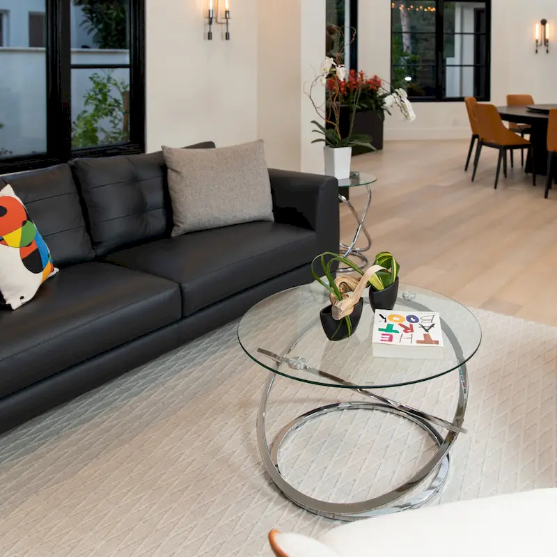 Galaxy Cross Base Tempered Glass Round Coffee Table