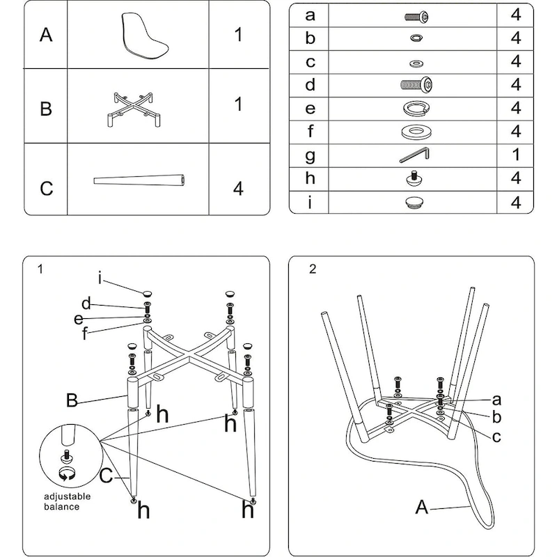 Modern Kitchen Dining Side Chair with Metal Legs, Set of 4, Amber
