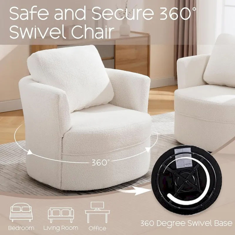 HOMYKA Swivel Accent Barrel Chair Round Arm Chair with Pillow Set 2