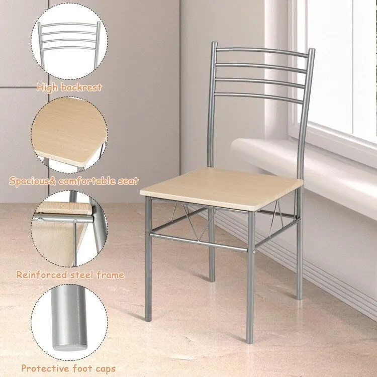 5 pcs Dining Set Glass Table and 4 Chairs
