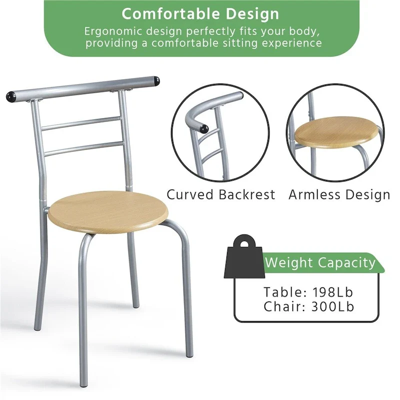 Yaheetech Modern Round Dining Table Set, 3 Piece Dining Room Sets