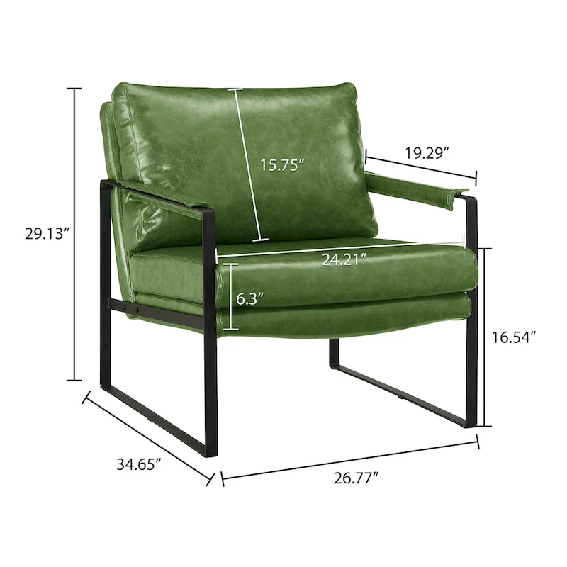 Art Leon Modern PU Leather Upholstered Arm Chair with Steel Frame