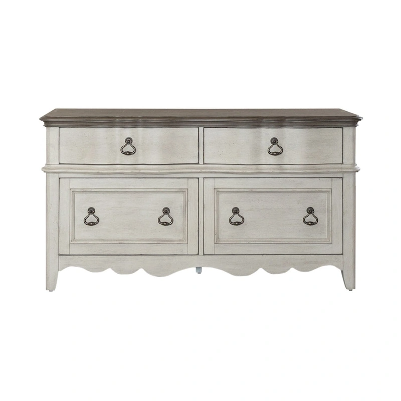 Chesapeake Wirebrushed Antique White Credenza - Width 56 x Depth 21 x Height 30