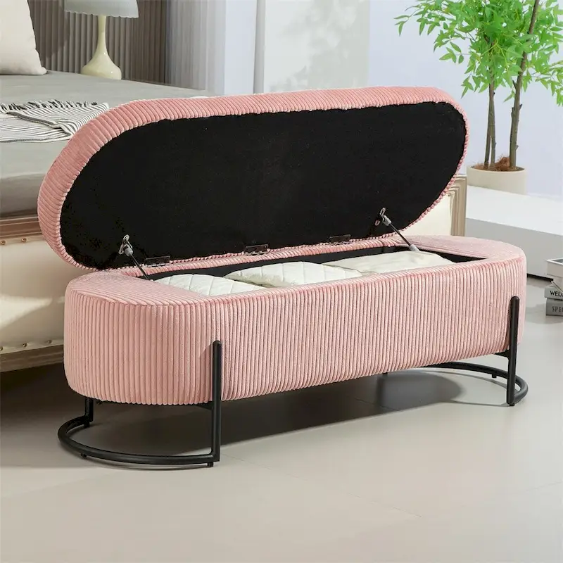 Storage Ottoman,Bedroom End Bench,Upholstered Fabric Storage Ottoman