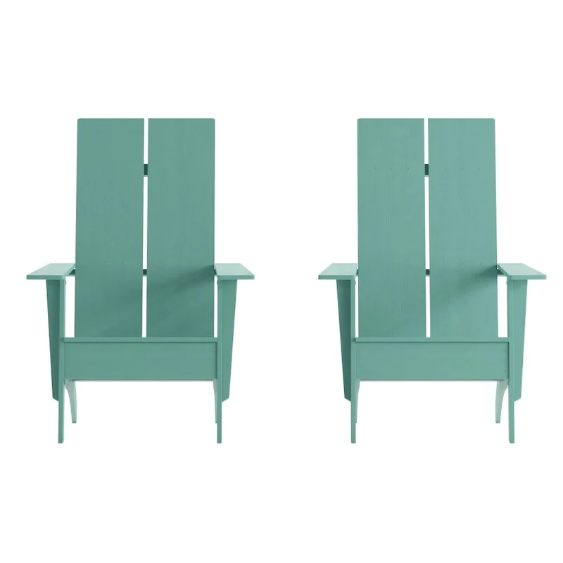Modern Dual Slat Back Adirondack Style Chairs, Set of 2