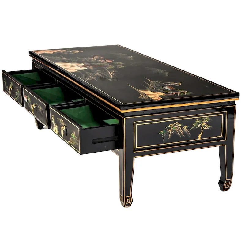 Black Lacquer Coffee Table - Landscape