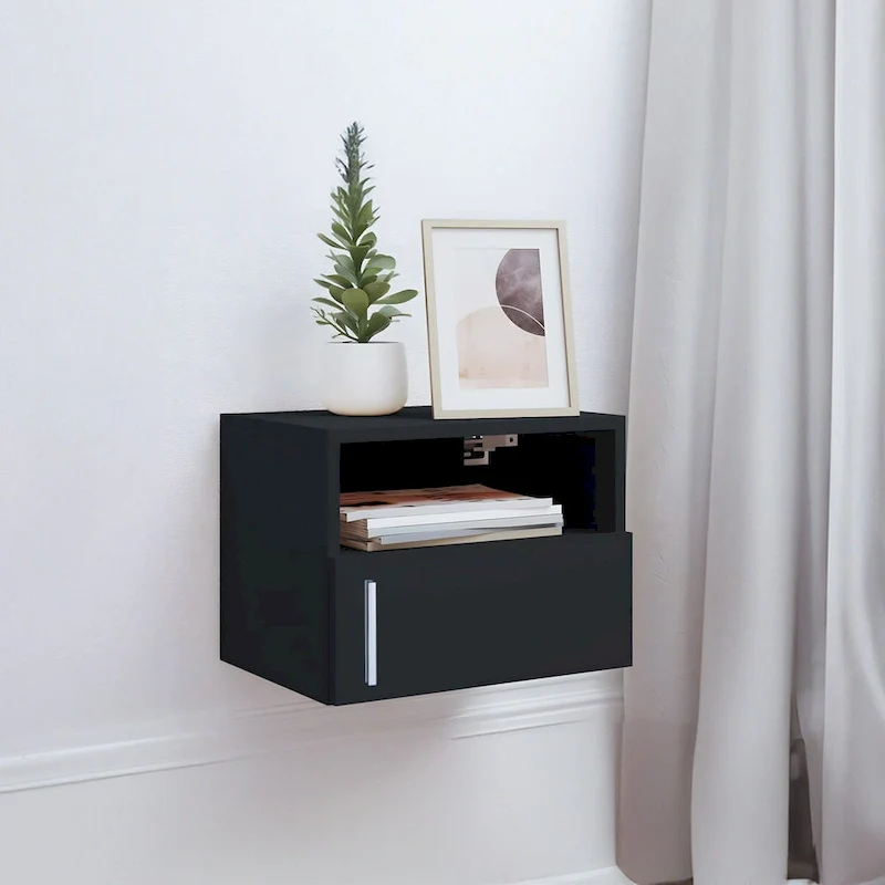 Set of 2 Wall-mounted Wooden Nightstand