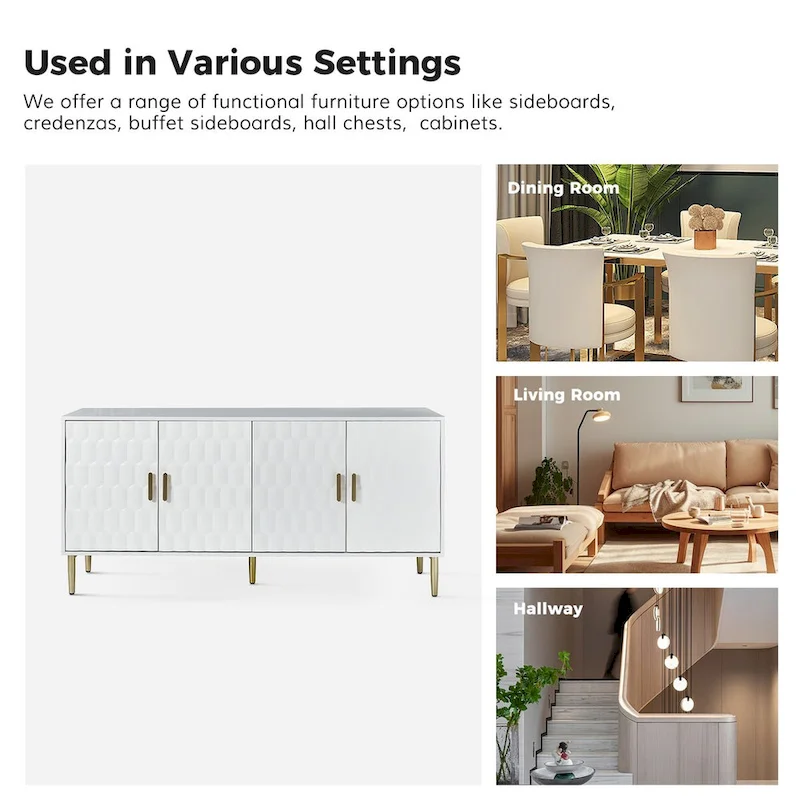 63 Wide Modern Sideboard with Adjustable Shelves by HULALA HOME