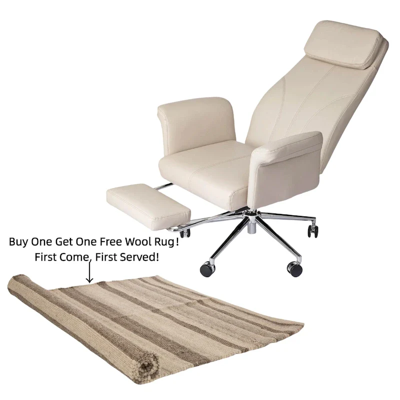 49H Modern Adjustable Swivel High Back Ergonomic Office Chair with Armrest and Extendable Footrest