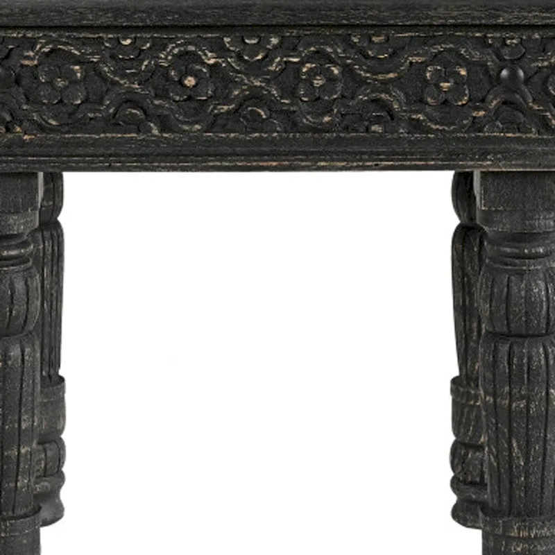 HomeRoots 24 Black Distressed Solid Wood End Table - 24