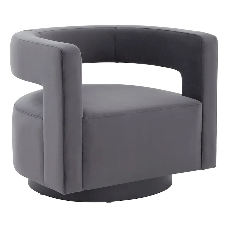 Upholstered Swivel Chair with Cut-Out Back