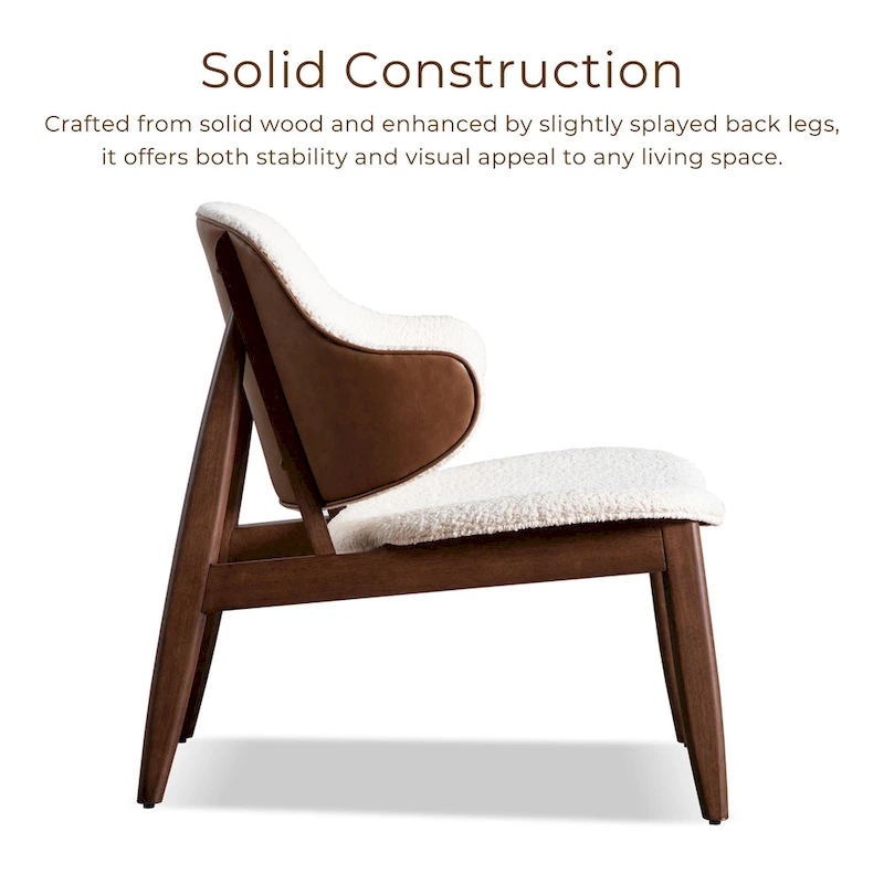 Furniture of America Beck Mid-century Modern Boucle Wingback Walnut Accent Chair