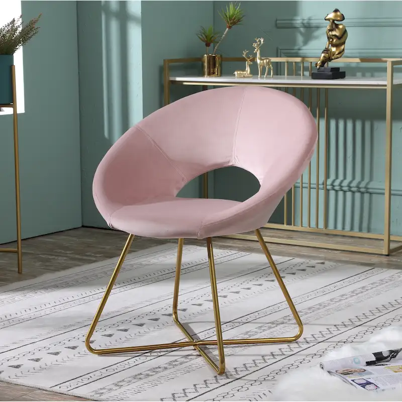 28 Polyester Upholstered Accent Chair with Gold Base
