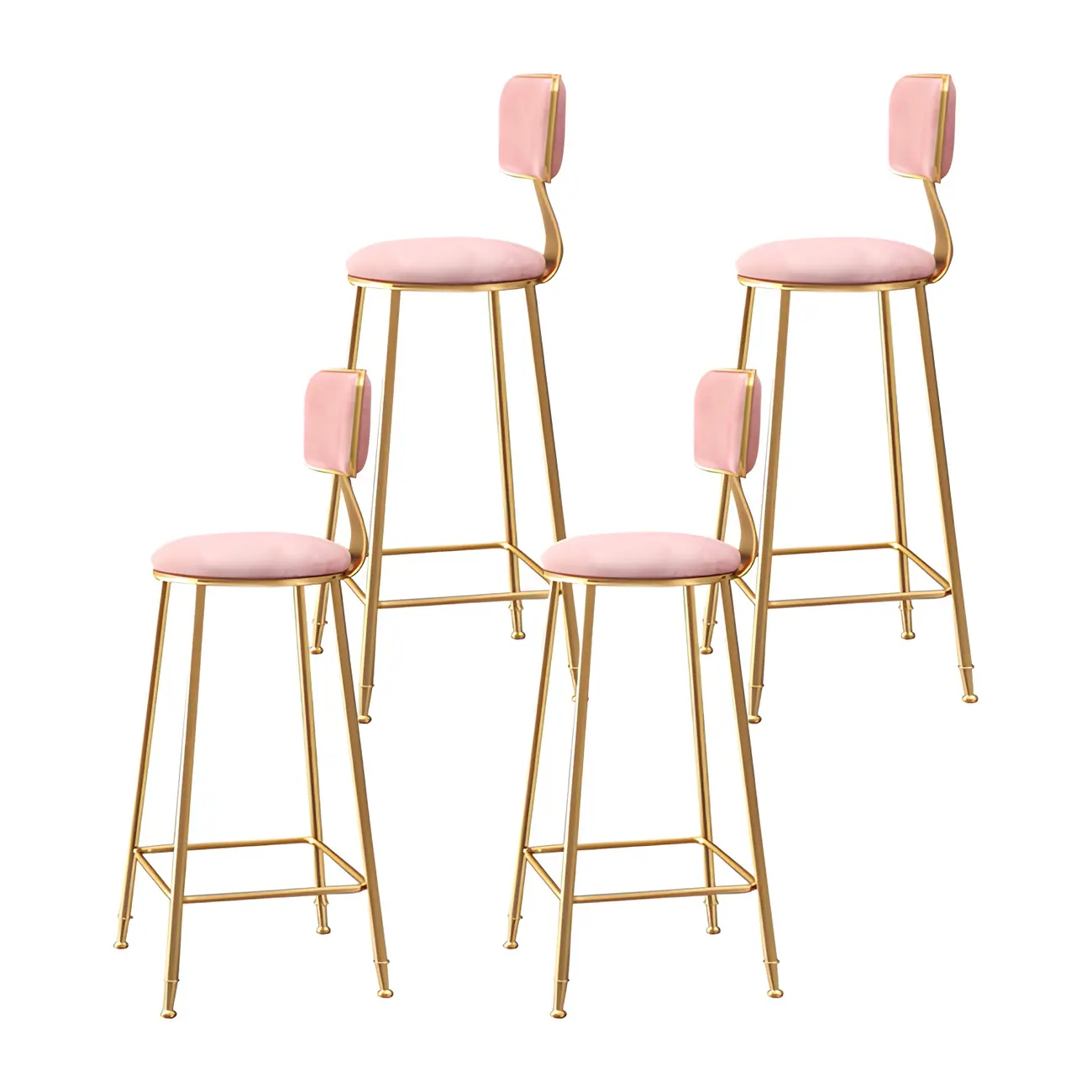 Round Velvet Upholstered Counter Bar Stools