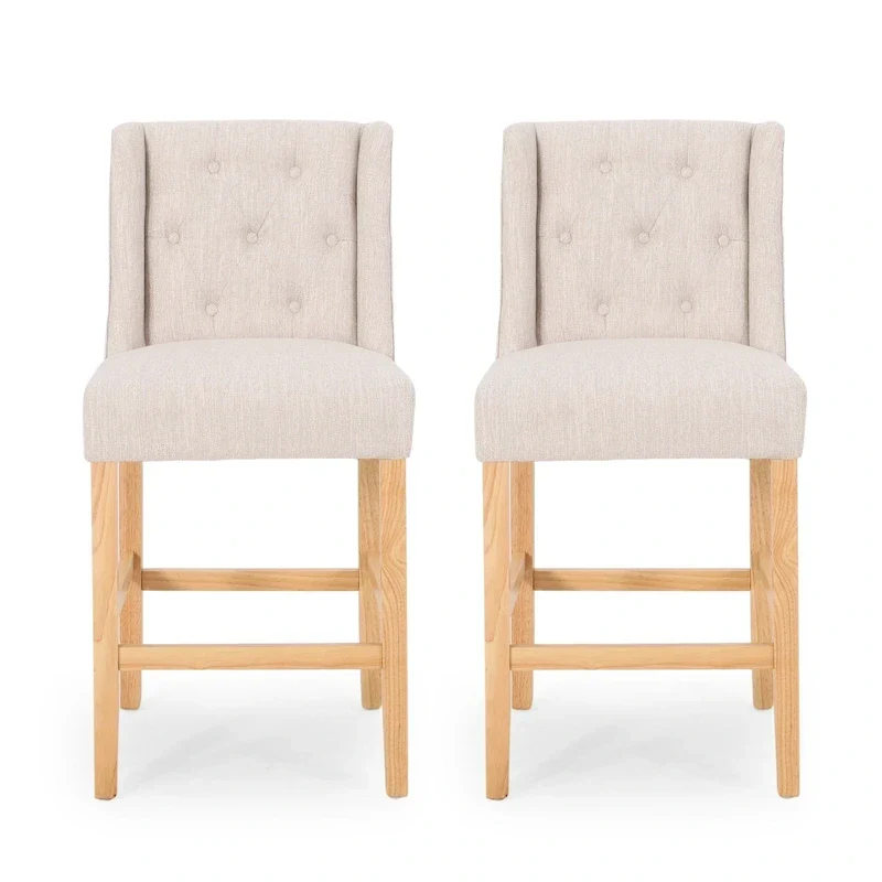 Landria Button-tufted Wingback Counter Stools (Set of 2) by