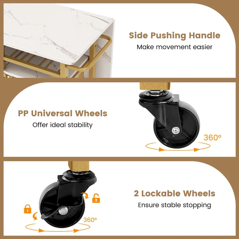 Costway 3 PCS Rolling Dining Table Set Extendable Kitchen Table 2