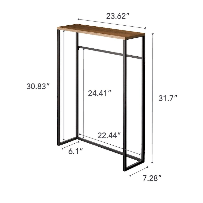 Yamazaki Home Narrow Entryway Console Table, Steel, Holds 11 lbs - L 7.28 x W 23.62 x H 31.69 inches
