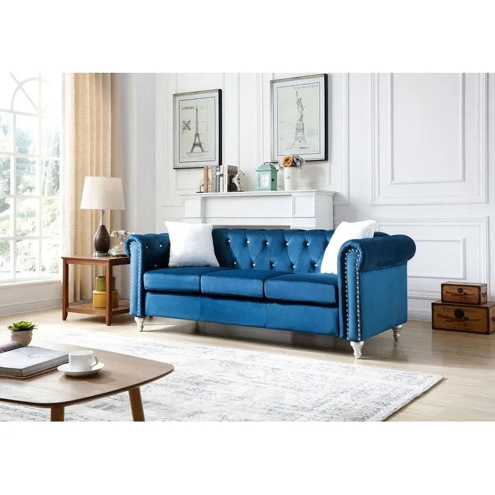 Raisa Microsuede Velvet Tufted Sofa