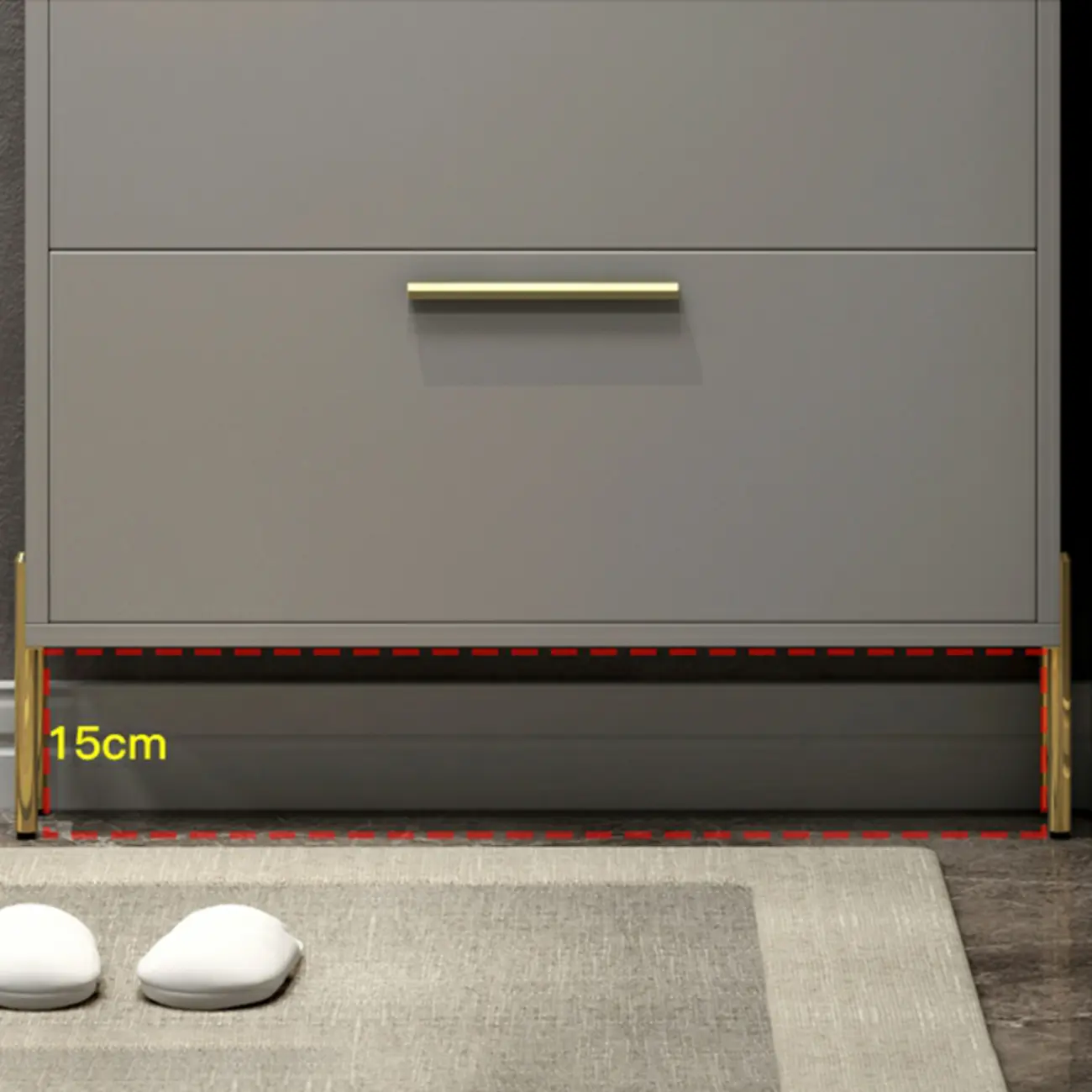 3-Tier Narrow Dark Gray Drop-Front Wood Shoe Cabinet