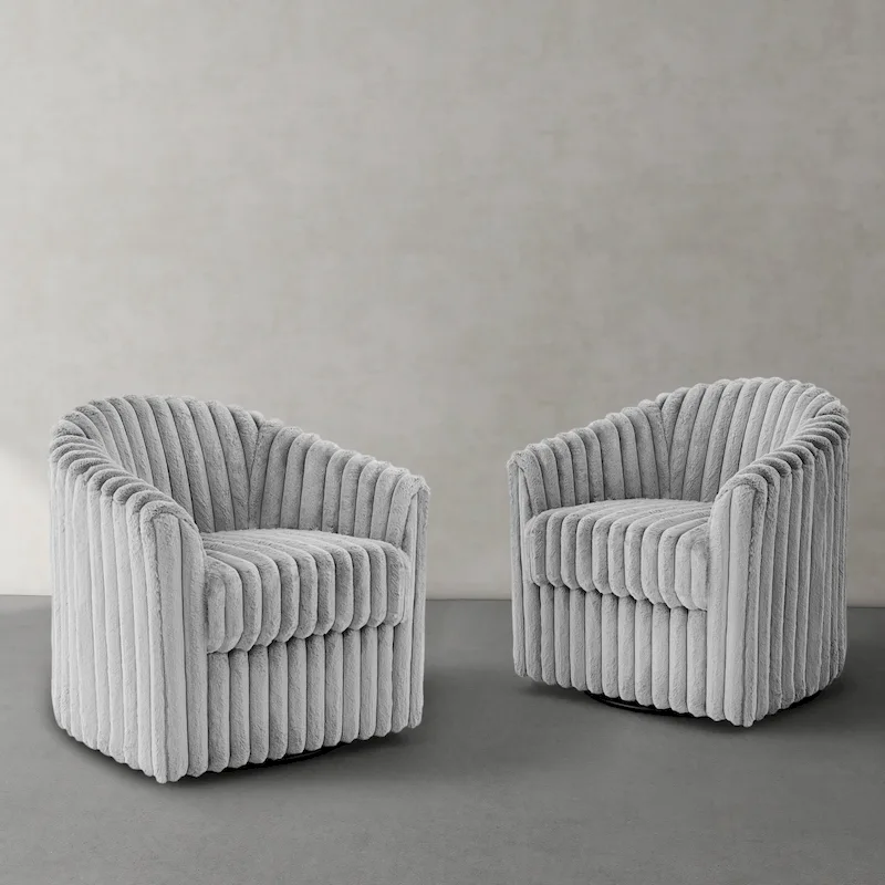 Single Sofa Armchair Swivel Barrel Chair (Set of 2)