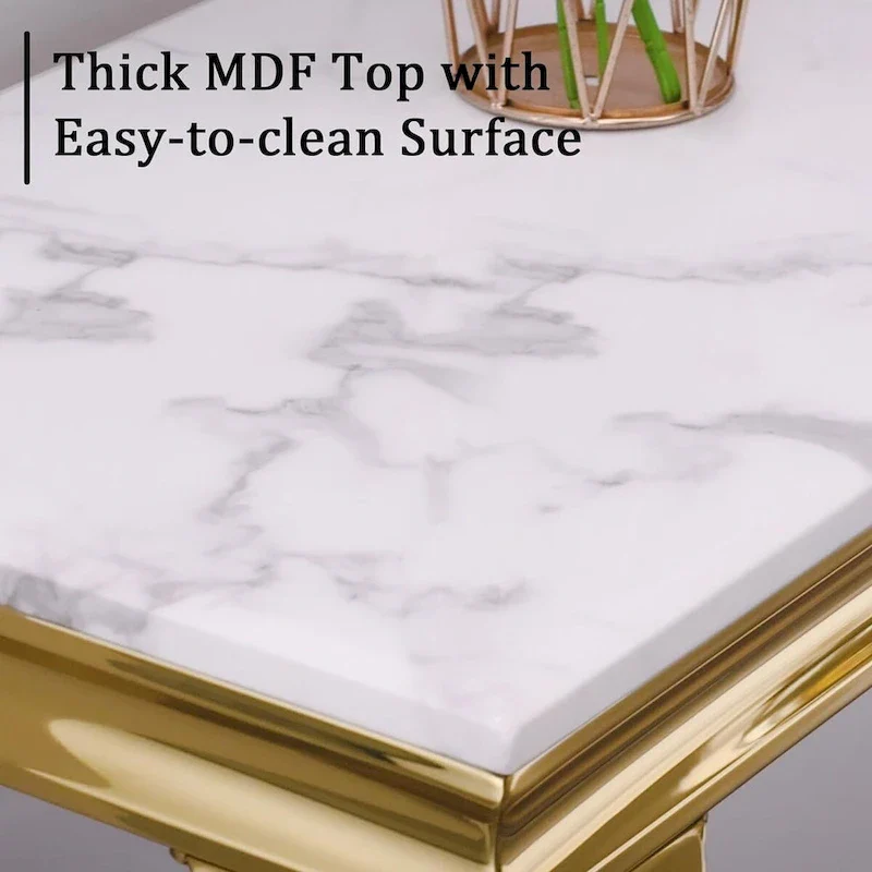 Luxury White and Gold Console Table with Polished Gold Cabriole Legs