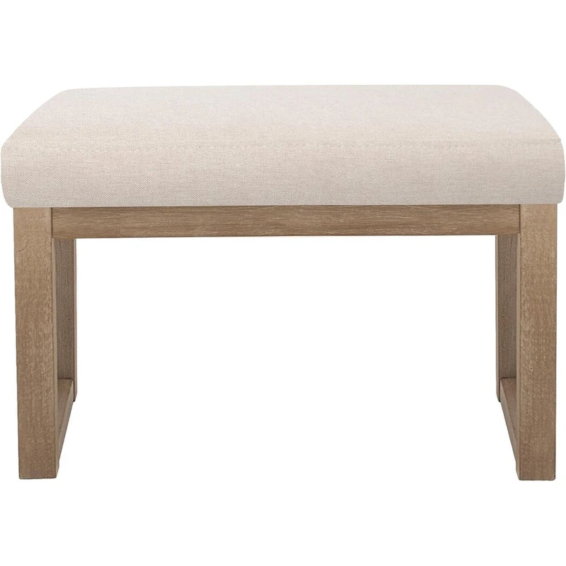 CangLong Upholstered Bench Ottoman, Beige