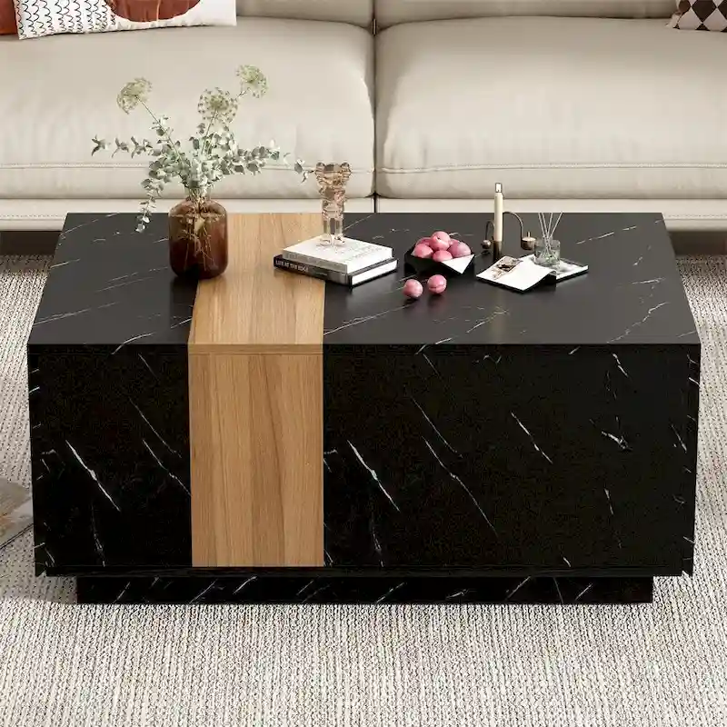 Coffee Table with 2 Storage Drawers and Wood Grain Finish