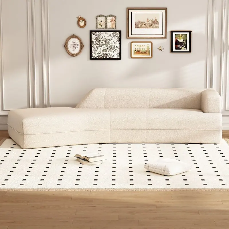 109.4 Curved Chaise Lounge Modern Indoor Sofa Couch for Living Room, Beige