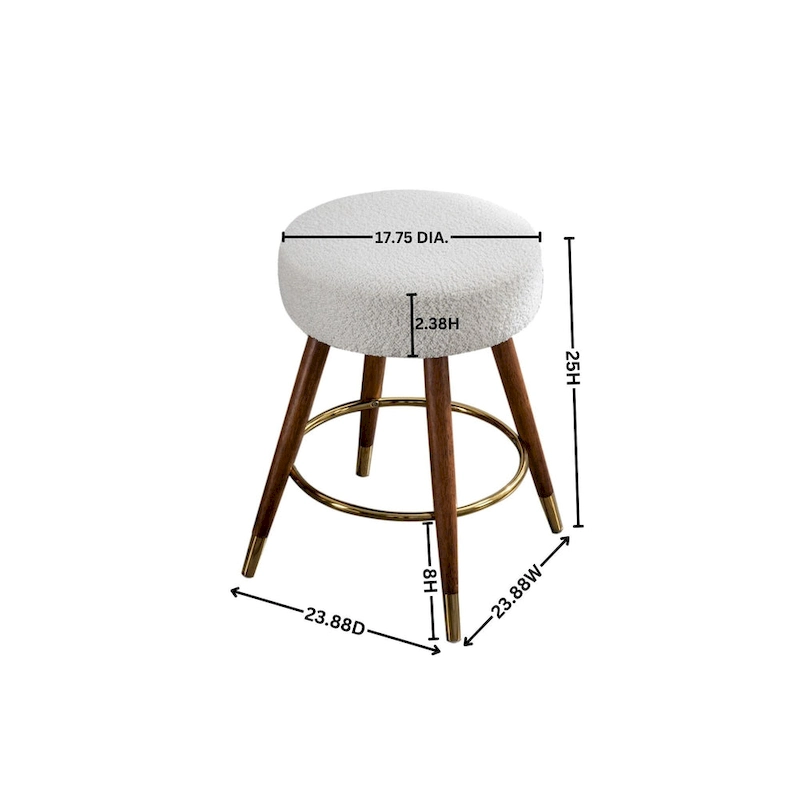 White 23.88 Upholstered Swivel Stool with Wood Frame